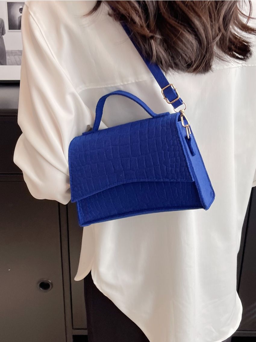 Crocodile Embossed Square Bag PU Flap