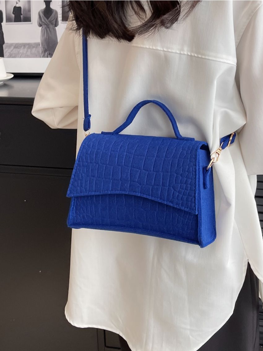 Crocodile Embossed Square Bag PU Flap