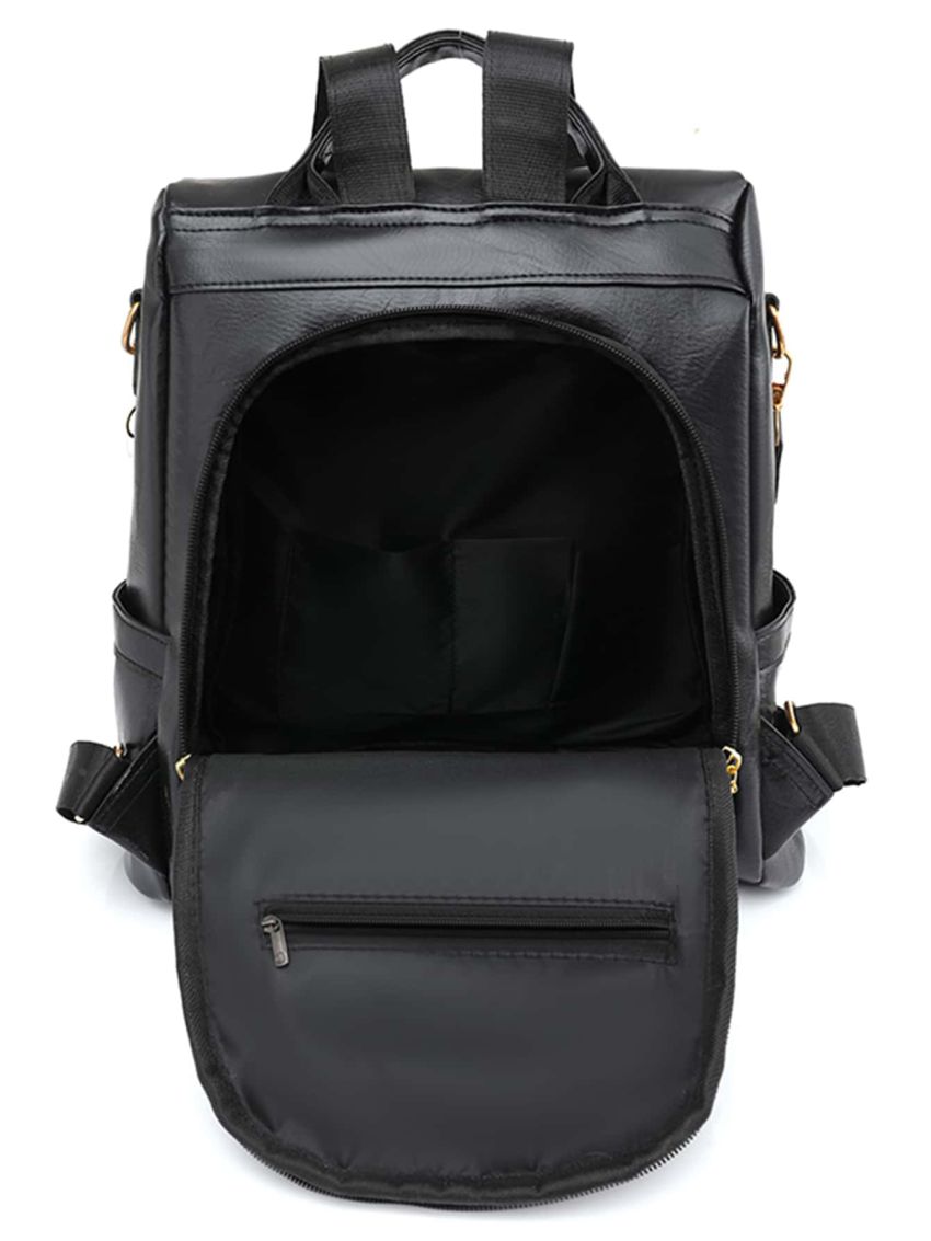 Two Tone Classic Backpack PU Zip Front