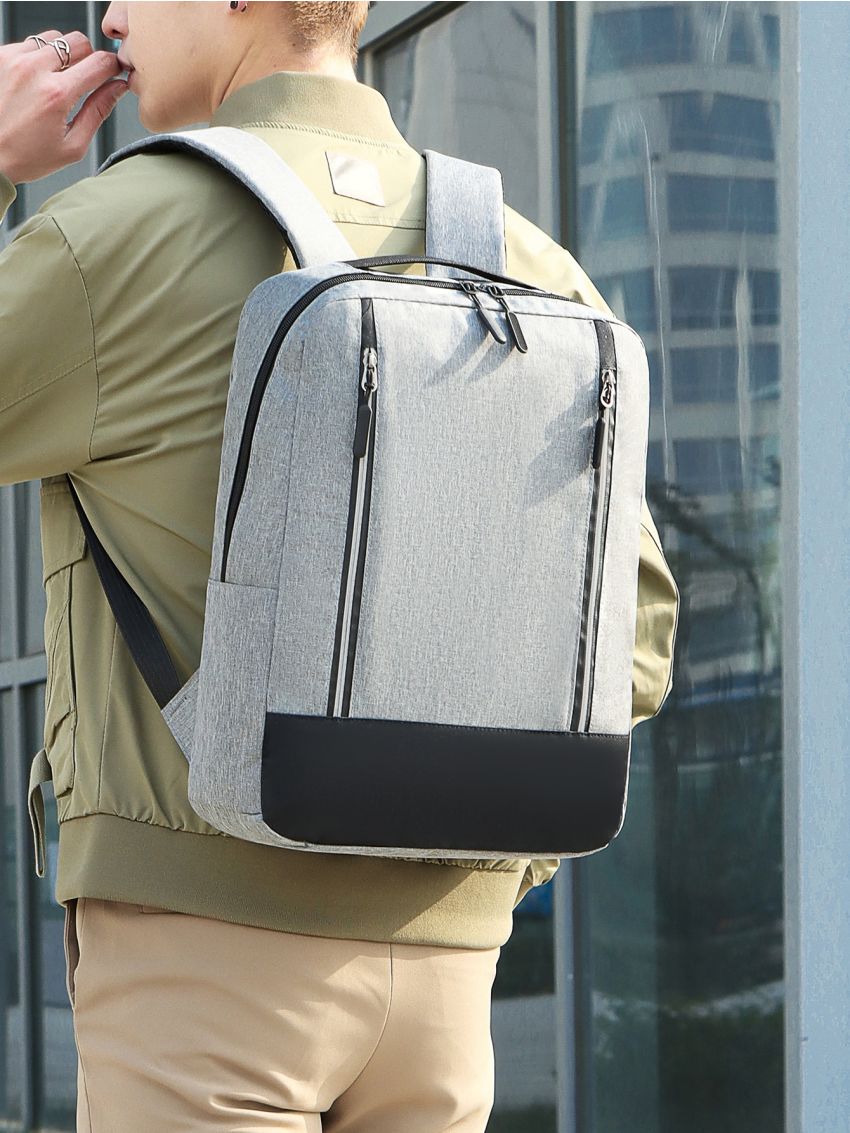 3pcs Bag Set Laptop Backpack Crossbody Clutch Bag Two Tone