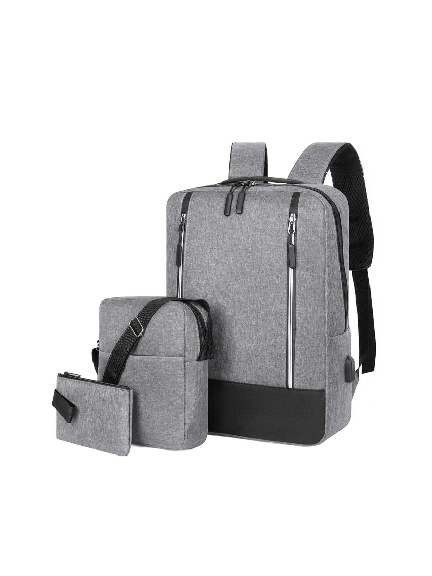 3pcs Bag Set Laptop Backpack Crossbody Clutch Bag Two Tone