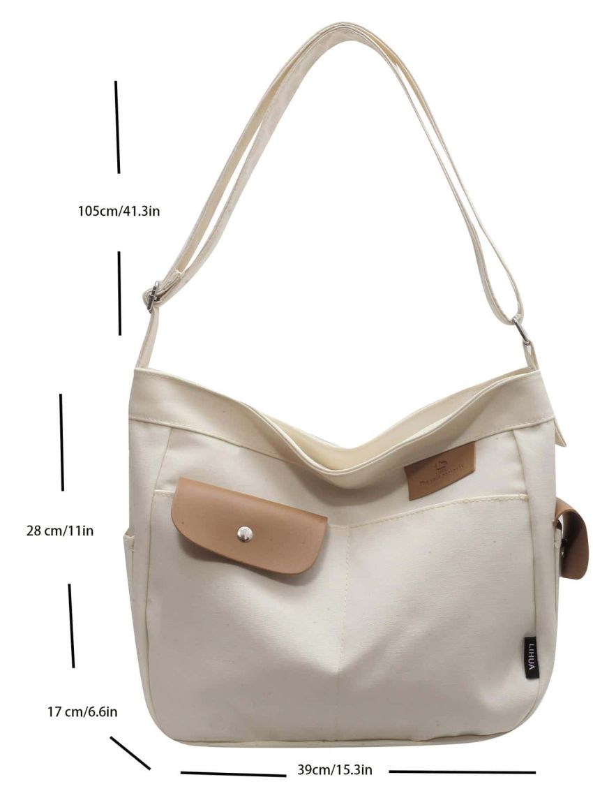 Large Capacity Hobo Bag Letter Patch