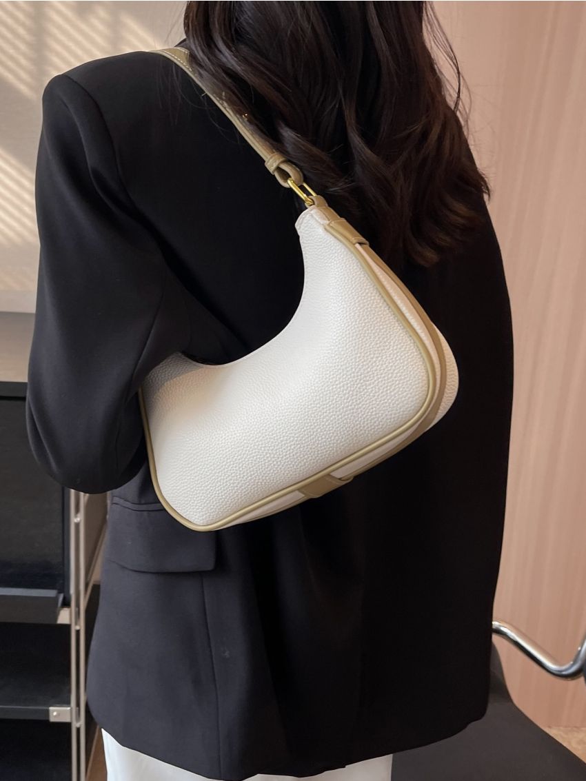 Small Hobo Bag Litchi Embossed Zipper PU