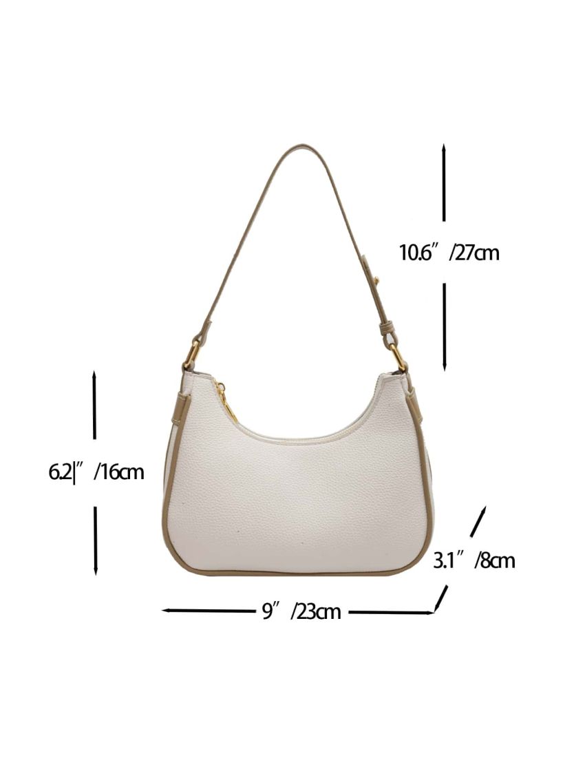 Small Hobo Bag Litchi Embossed Zipper PU