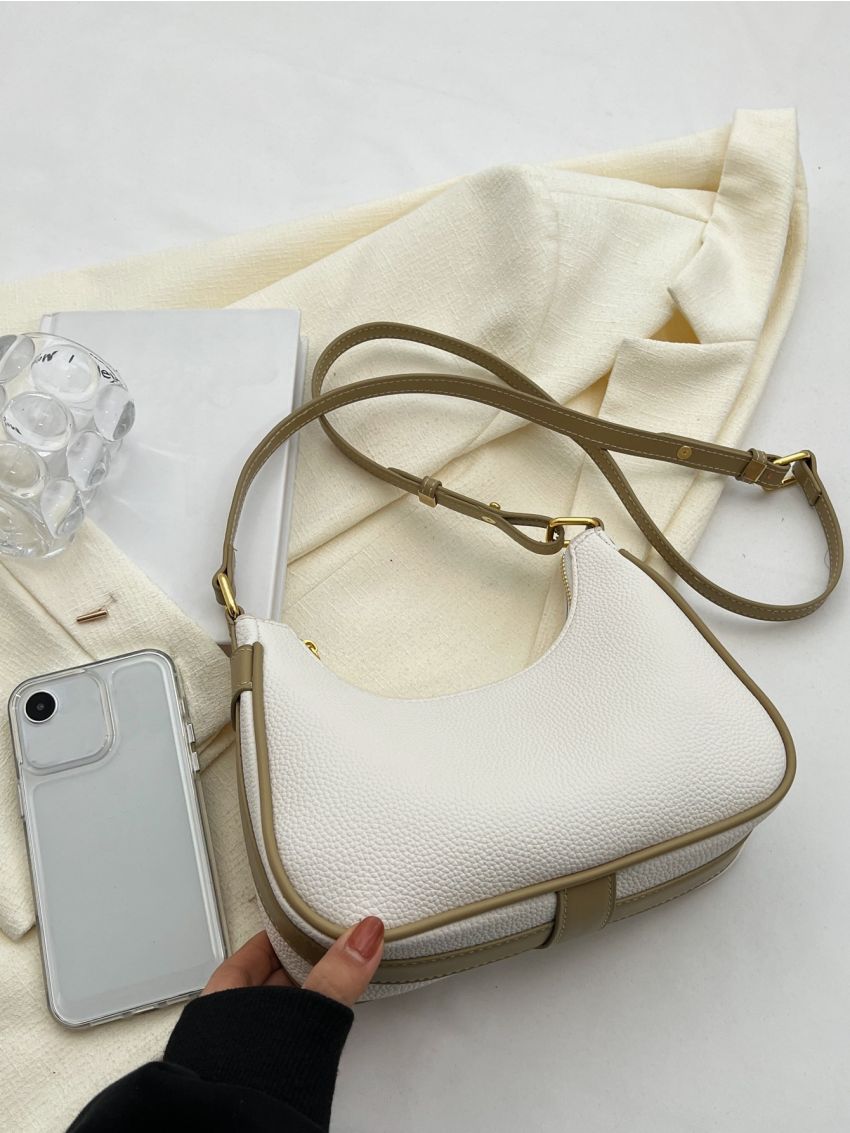 Small Hobo Bag Litchi Embossed Zipper PU