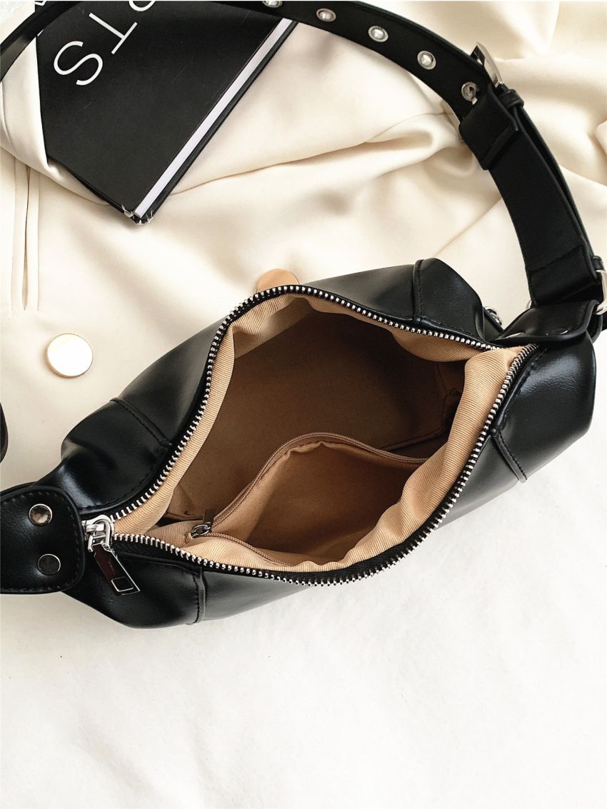 Small Hobo Bag Adjustable Strap Zipper PU