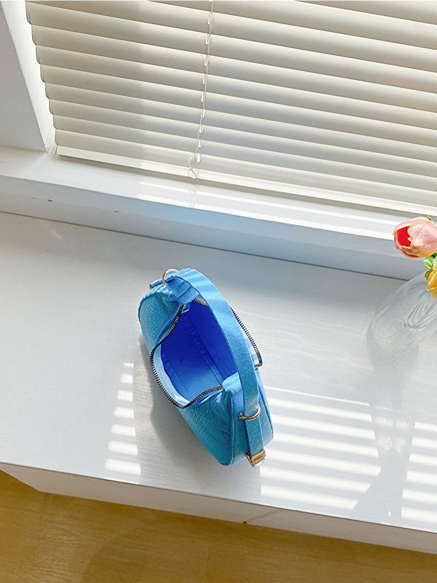 Small Hobo Bag Snakeskin Embossed Zipper Polyester