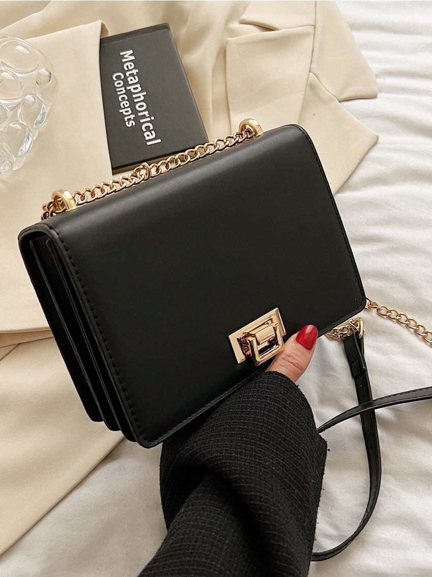 Mini Flap Square Bag Turn Lock Elegant