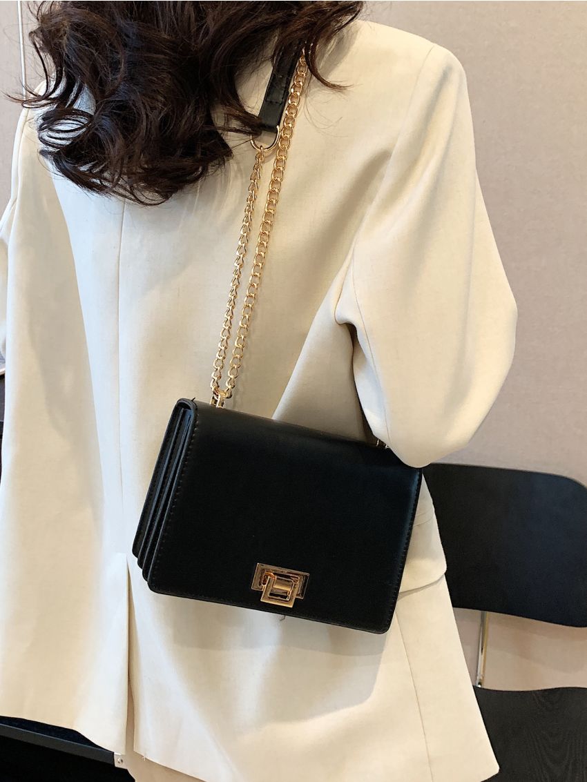 Mini Flap Square Bag Turn Lock Elegant