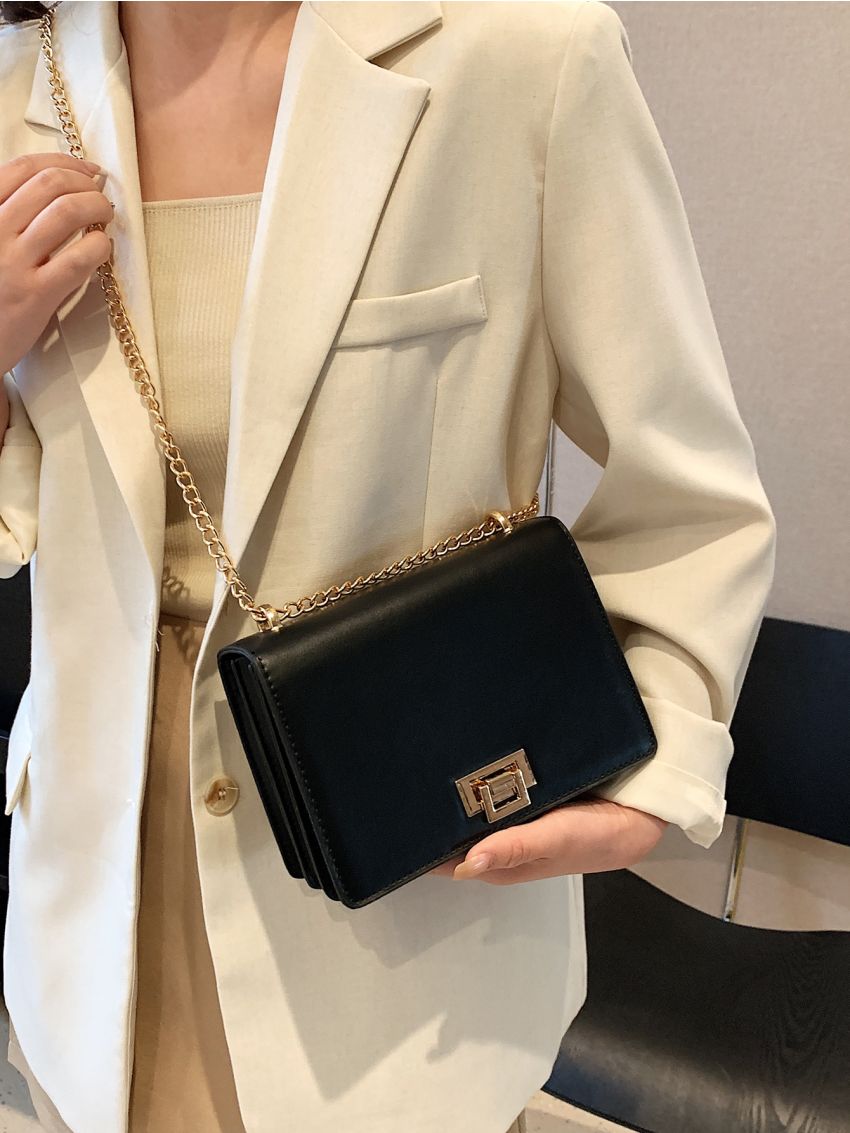 Mini Flap Square Bag Turn Lock Elegant