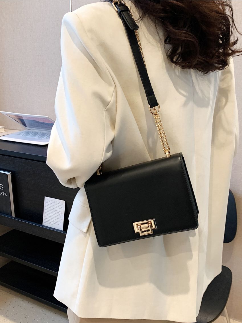 Mini Flap Square Bag Turn Lock Elegant