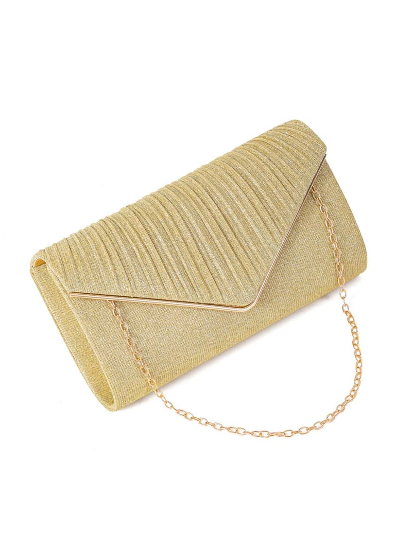 Small Glitter Envelope Bag Pleated Detail