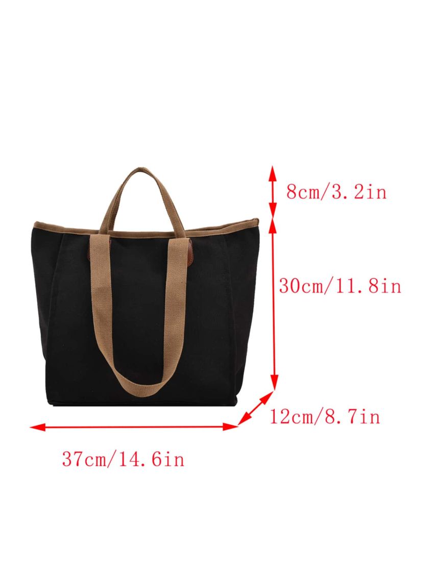 Contrast Binding Shopper Bag Casual