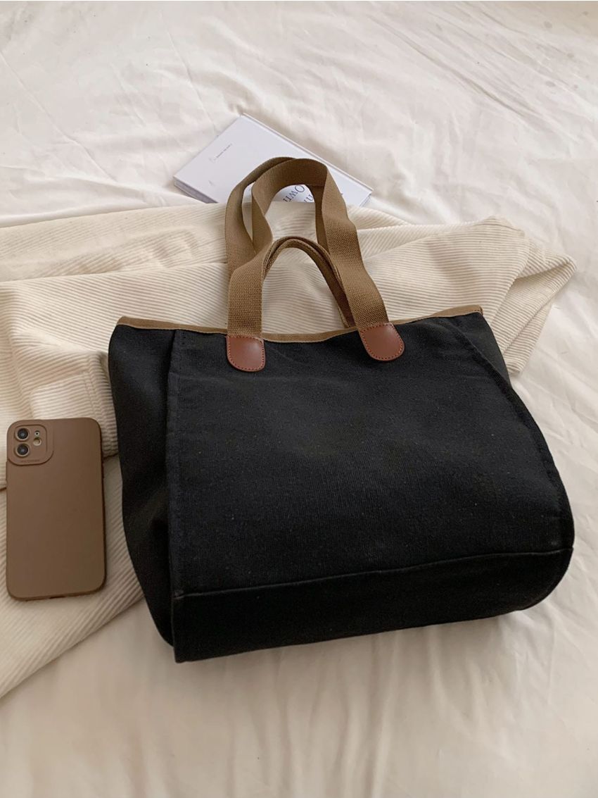Contrast Binding Shopper Bag Casual