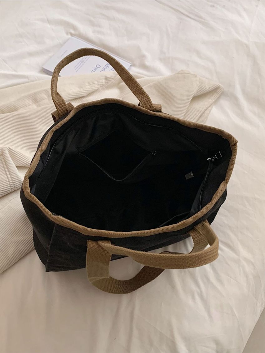 Contrast Binding Shopper Bag Casual
