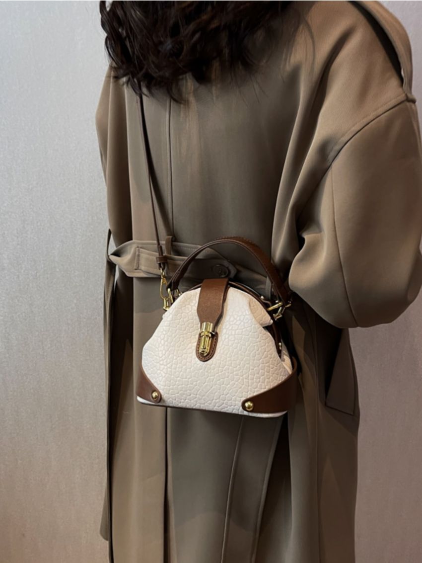 Mini Dome Bag Textured Metal Decor