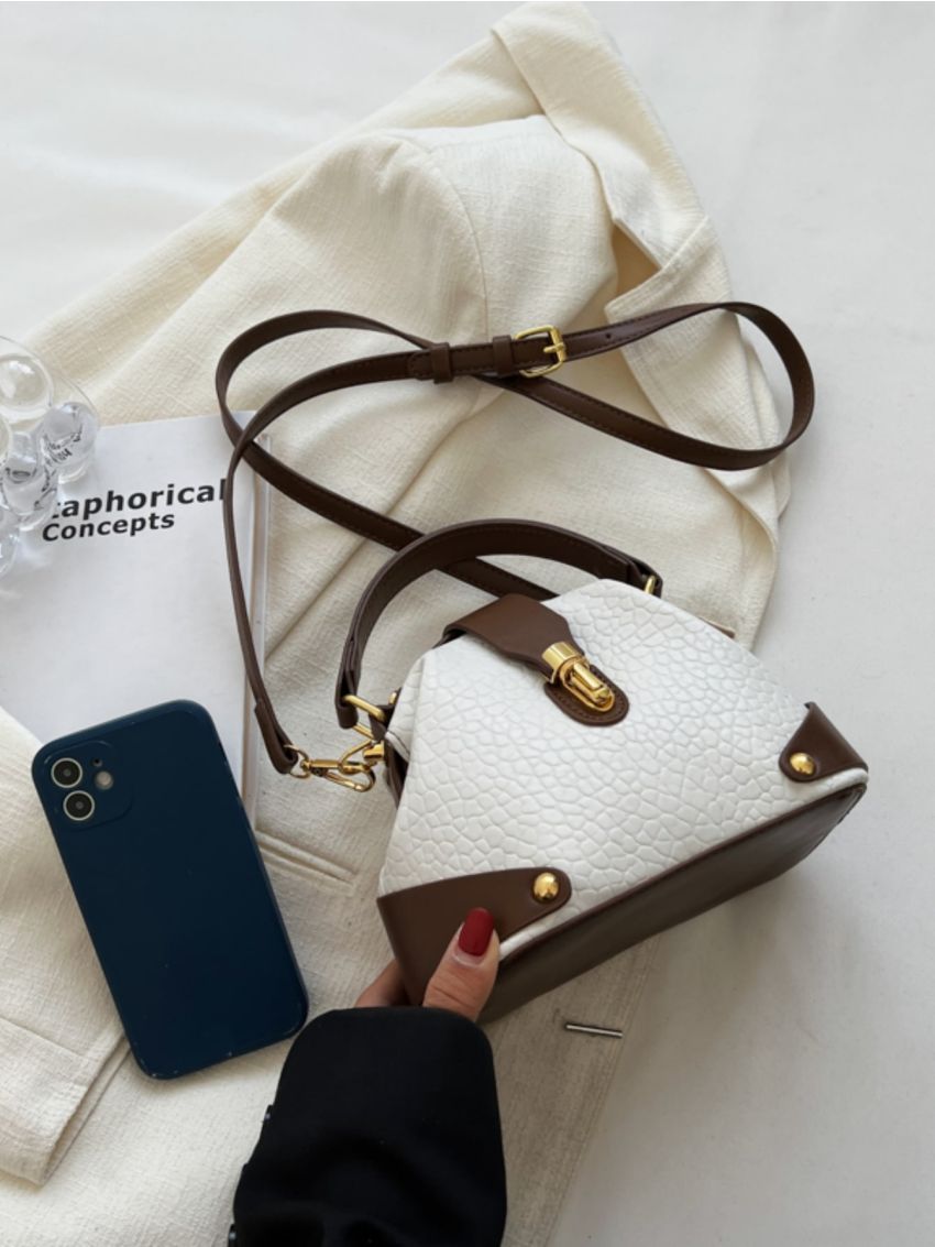 Mini Dome Bag Textured Metal Decor