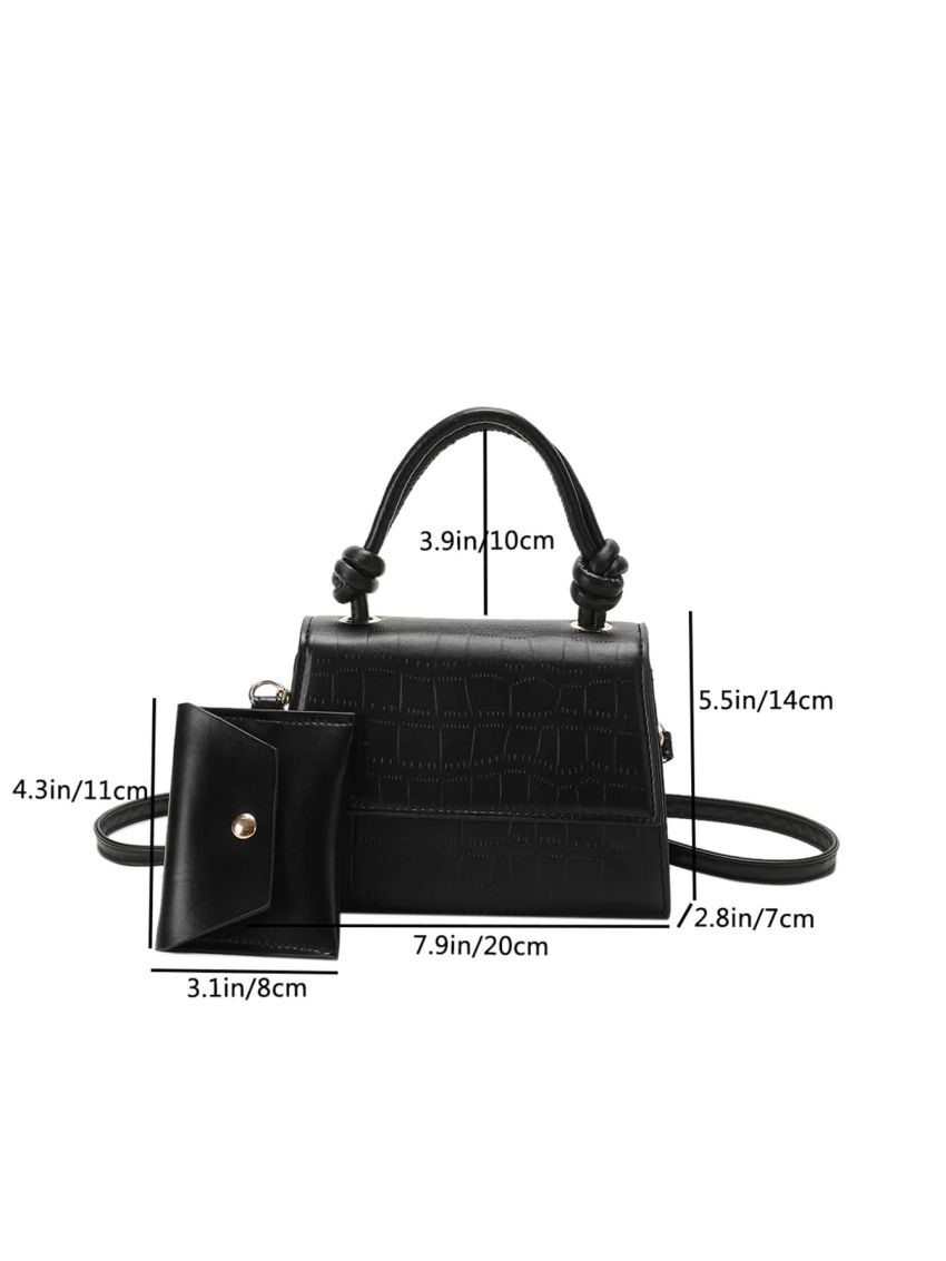 Mini Flap Square Bag Geometric Embossed With Coin Purse