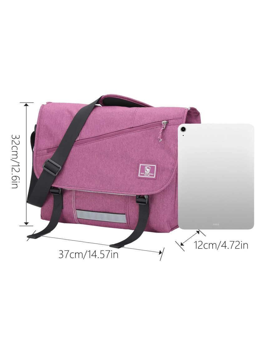 Women Purple Messenger Bag 14 Inch Laptop Shoulder Bag Student Casual Briefcase