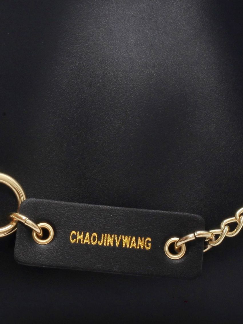 Chain Decor Bucket Bag Medium Black