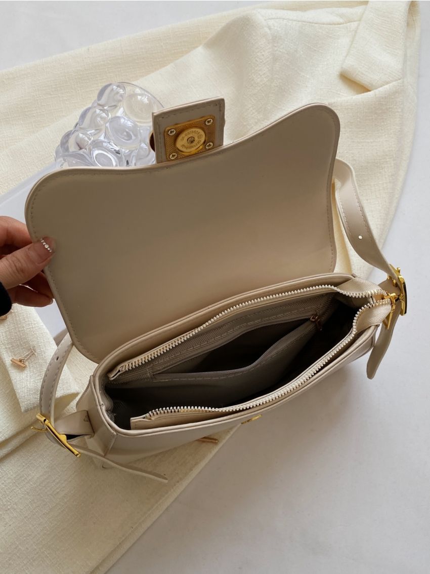 Minimalist Baguette Bag Medium Metal Decor Flap