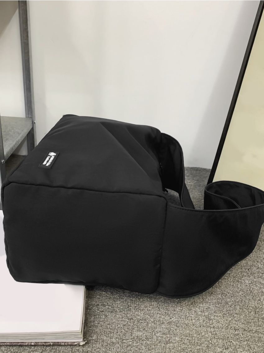 Letter Patch Decor Hobo Bag Large Capacity Nylon