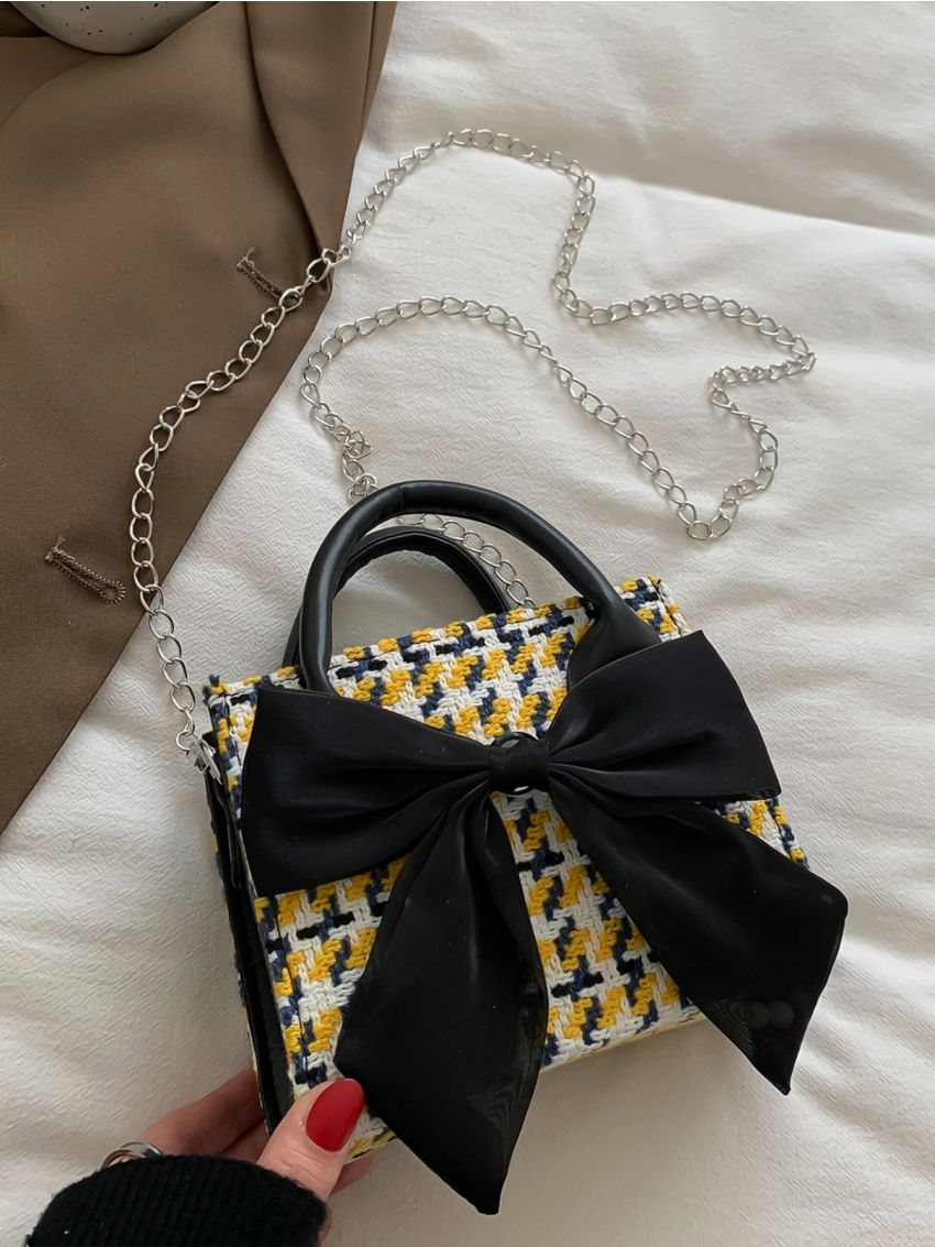 Bow Decor Square Bag Mini Cute