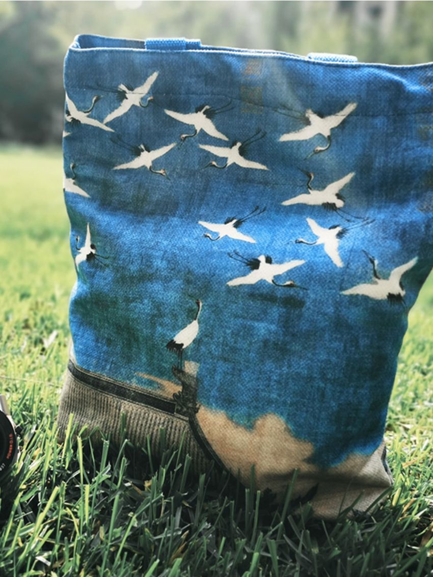 Crane & Building Pattern Shopper Bag Casual Polyester