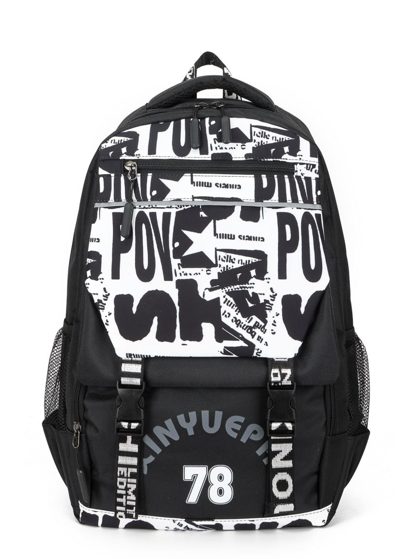 Large-Capacity School Bag Backpack School Bag Casual Backpack Water-Repellent Fabric Random Cutting