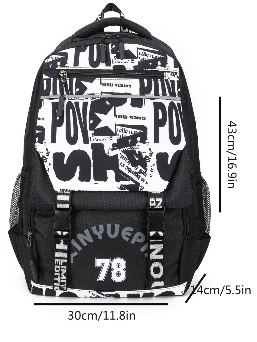 Large-Capacity School Bag Backpack School Bag Casual Backpack Water-Repellent Fabric Random Cutting