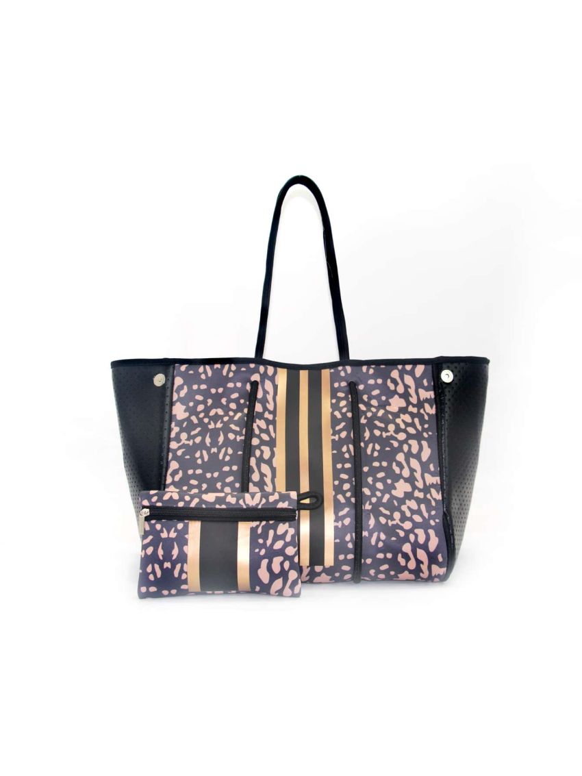 Colorblock Shoulder Tote Bag With Purse Striped Detail