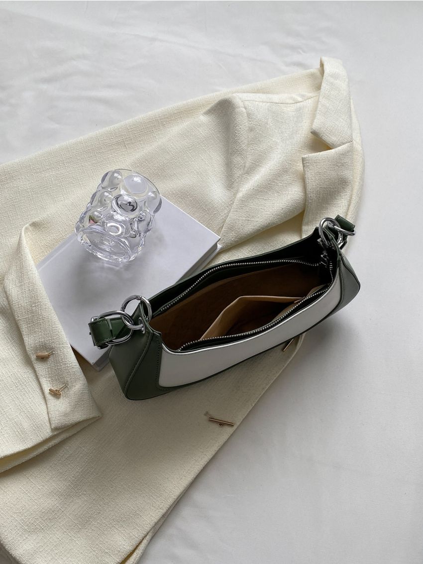 Two Tone Baguette Bag Letter Graphic