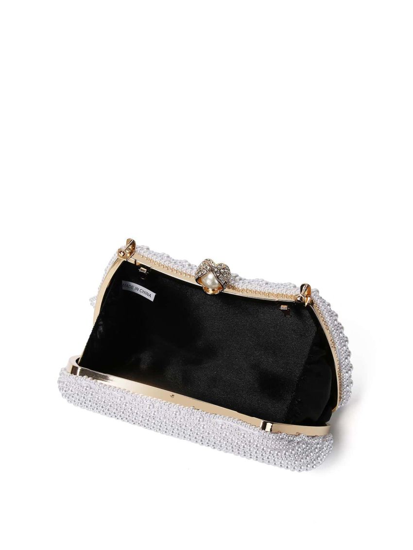 Small Box Bag Pearl & Rhinestone Decor Plastic Glamorous