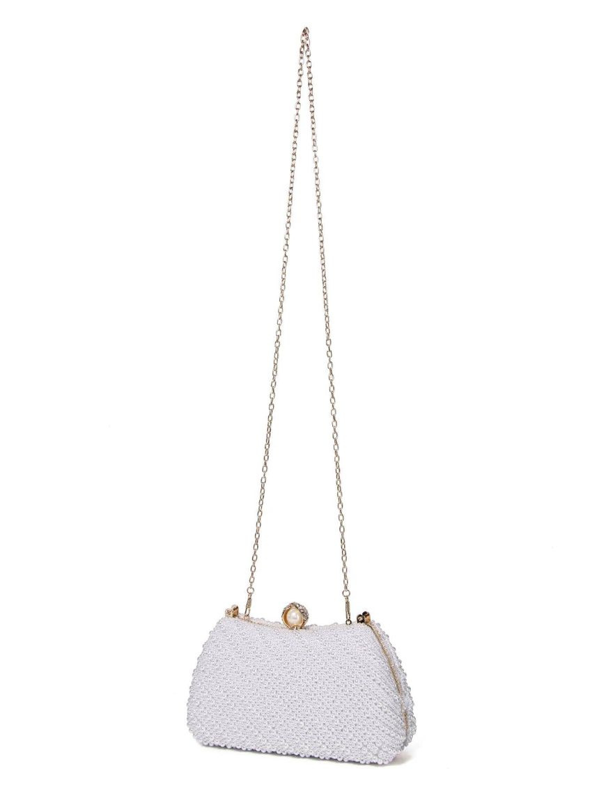 Small Box Bag Pearl & Rhinestone Decor Plastic Glamorous