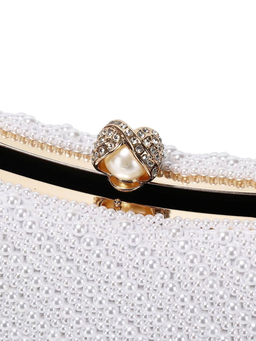 Small Box Bag Pearl & Rhinestone Decor Plastic Glamorous