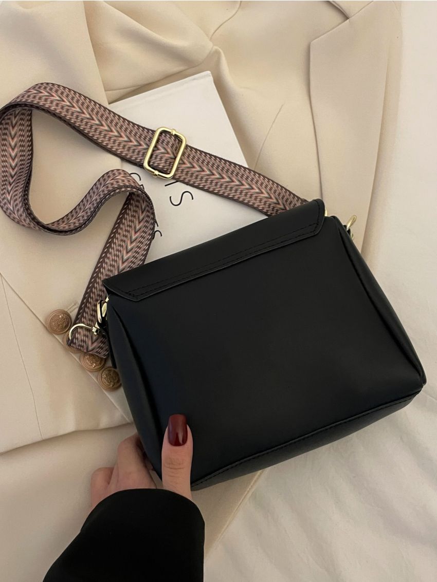 Mini Flap Square Bag Button Decor Minimalist