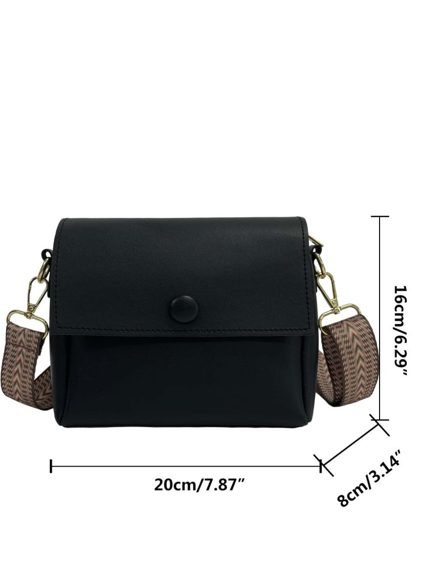 Mini Flap Square Bag Button Decor Minimalist