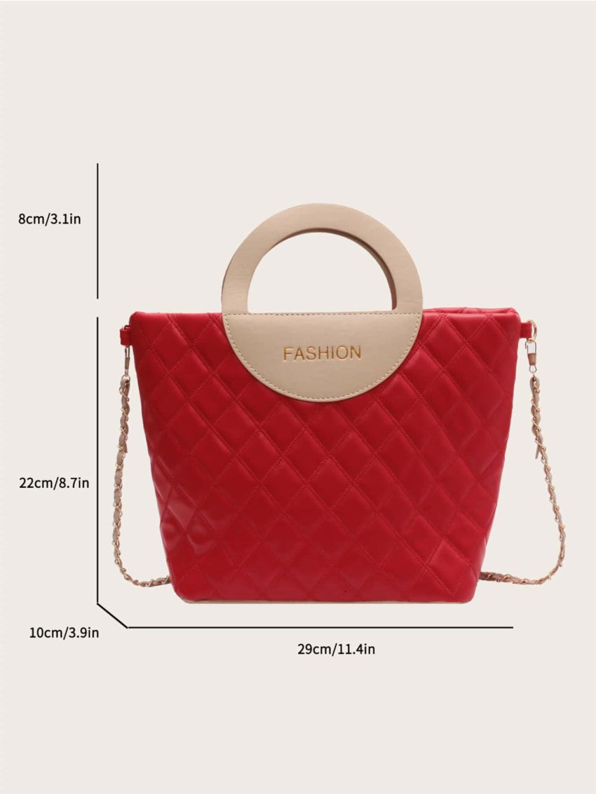 Medium Square Bag Quilted Chain Strap Colorblock