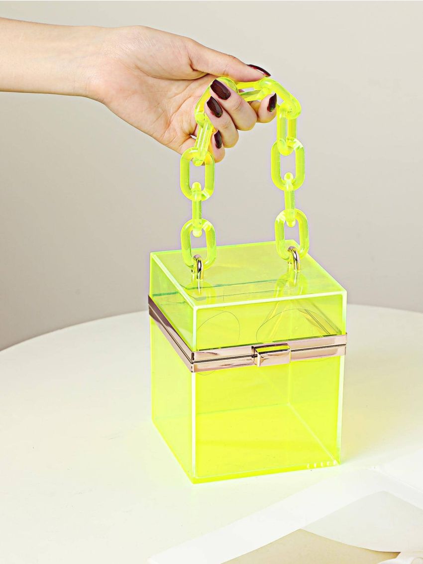 Mini Box Bag Clear Chain Strap Funky Style