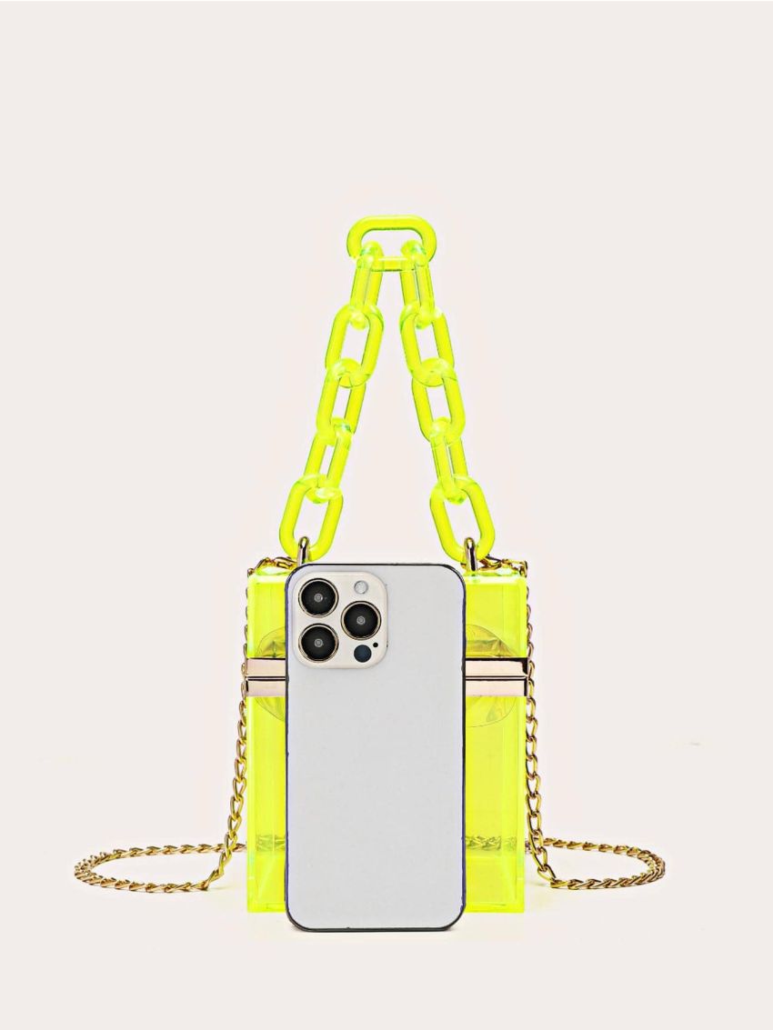 Mini Box Bag Clear Chain Strap Funky Style