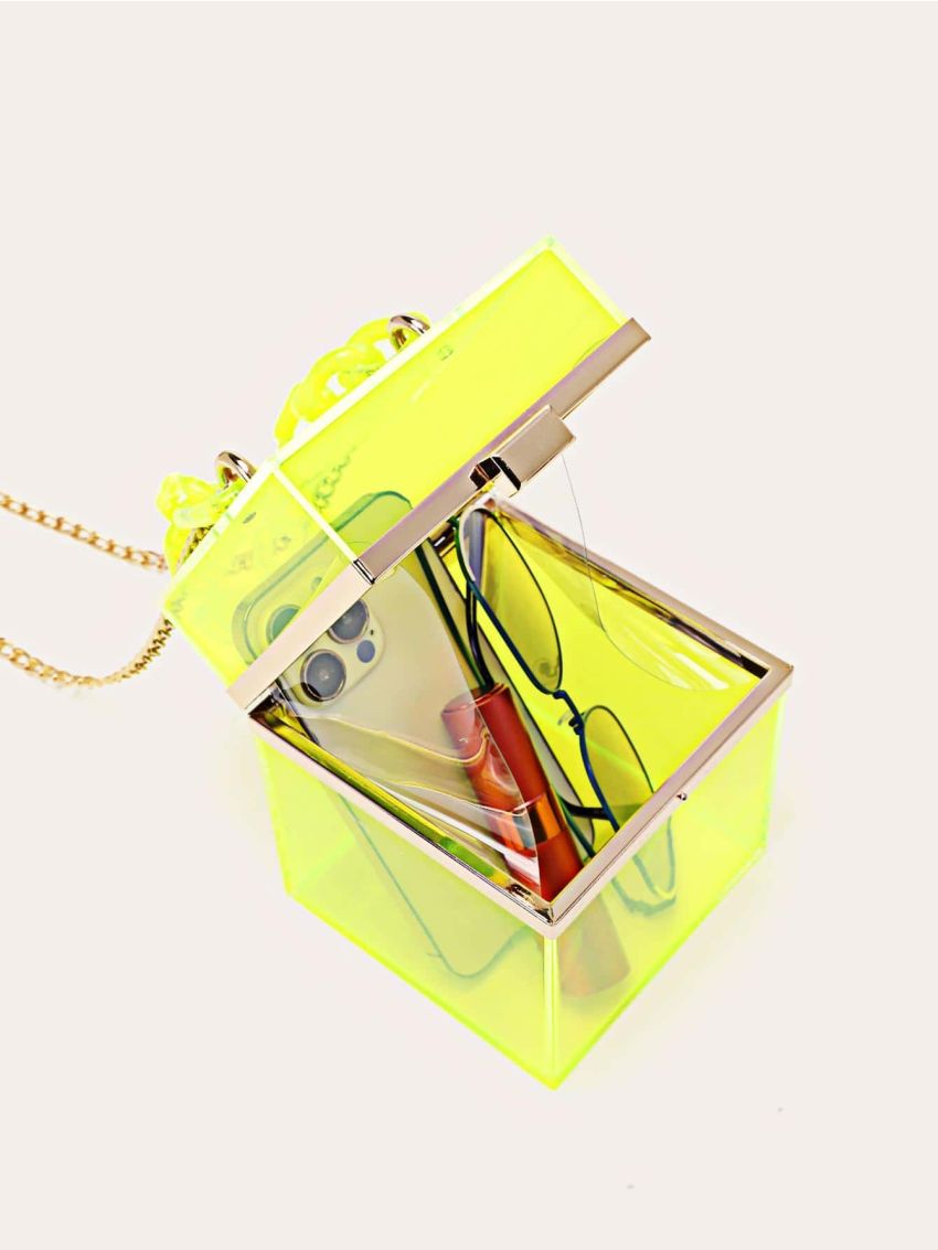 Mini Box Bag Clear Chain Strap Funky Style