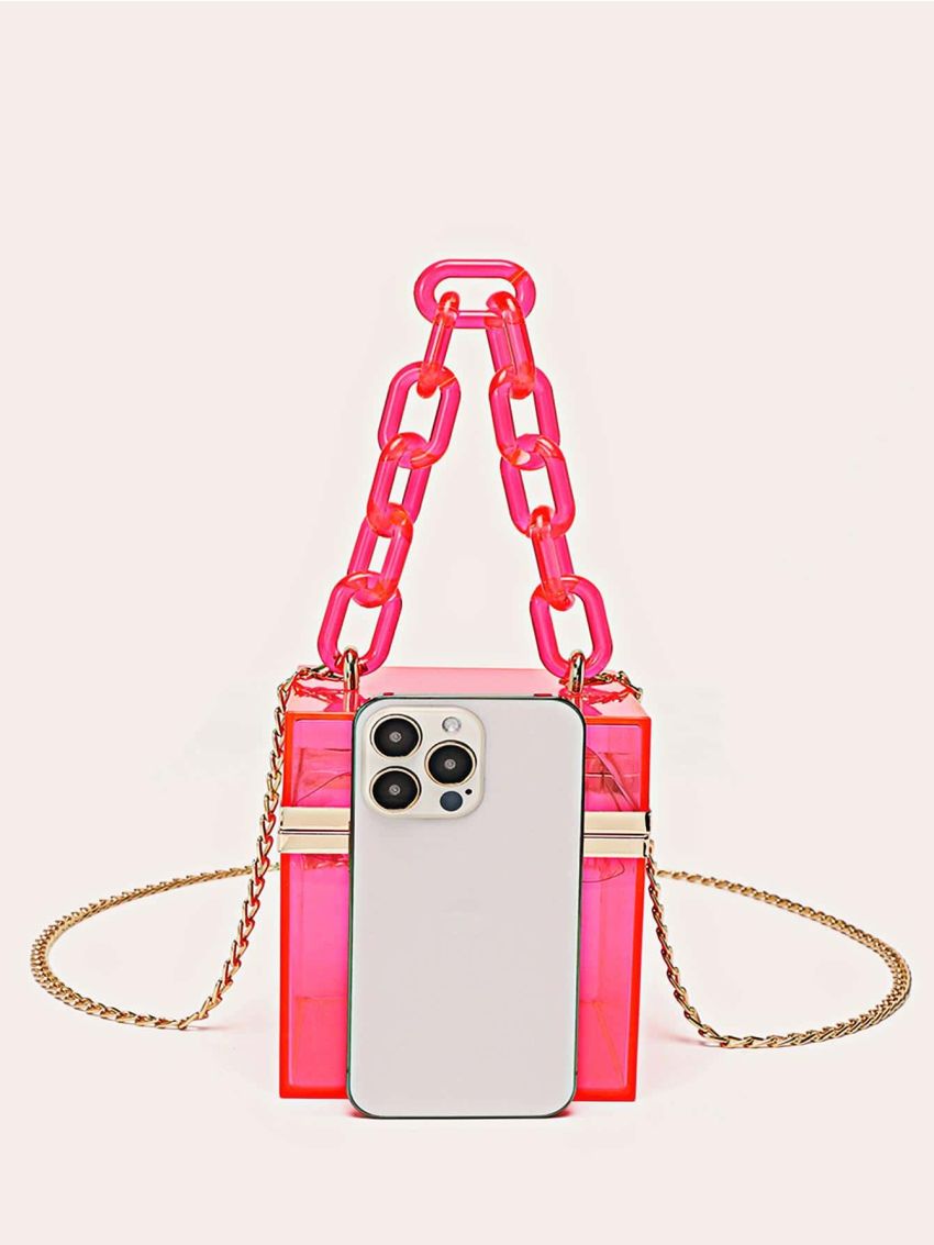 Mini Box Bag Clear Chain Strap
