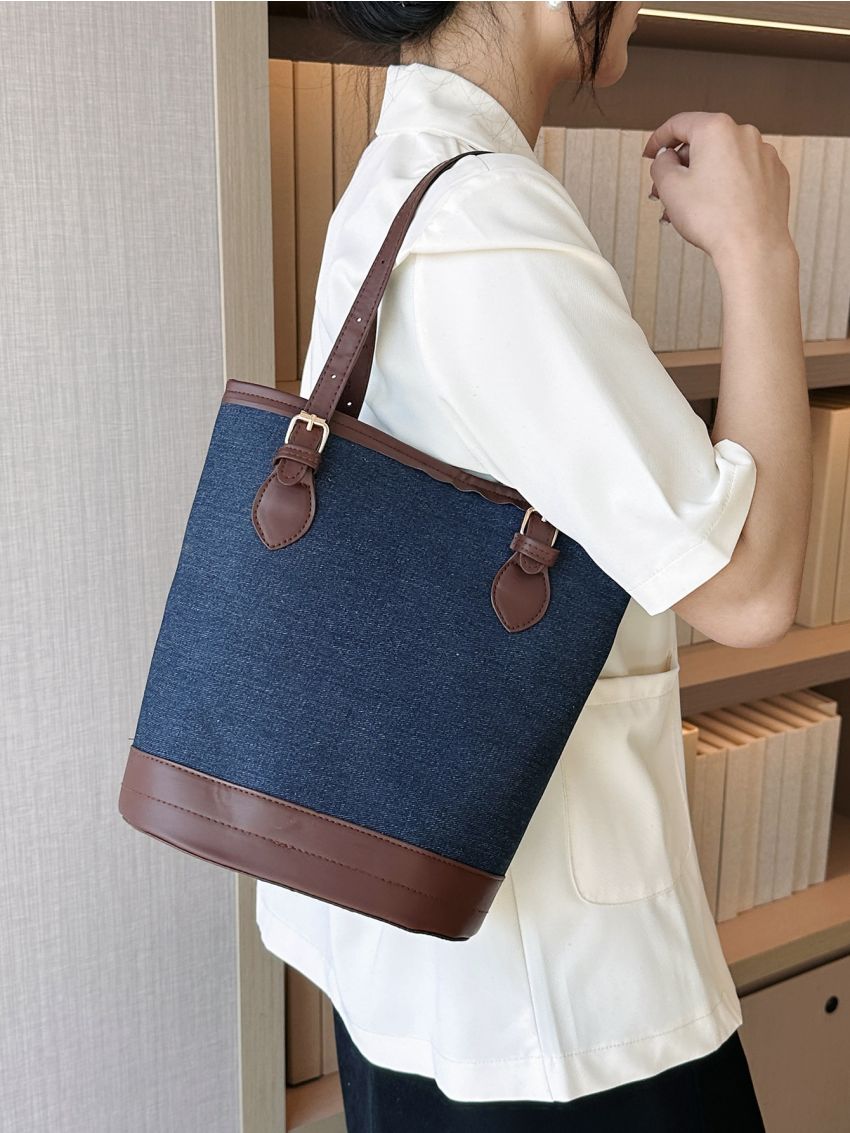 Two Tone Square Bag Buckle Design Contrast Binding