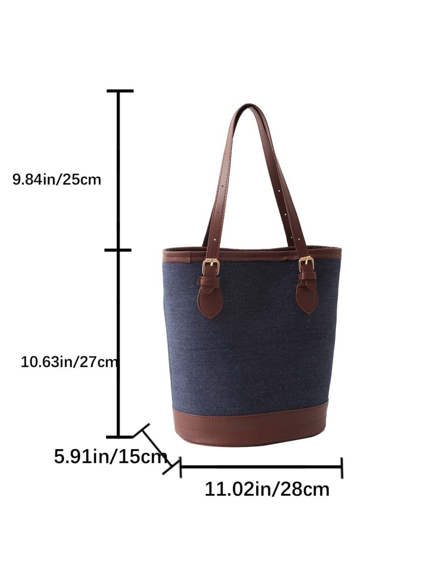 Two Tone Square Bag Buckle Design Contrast Binding