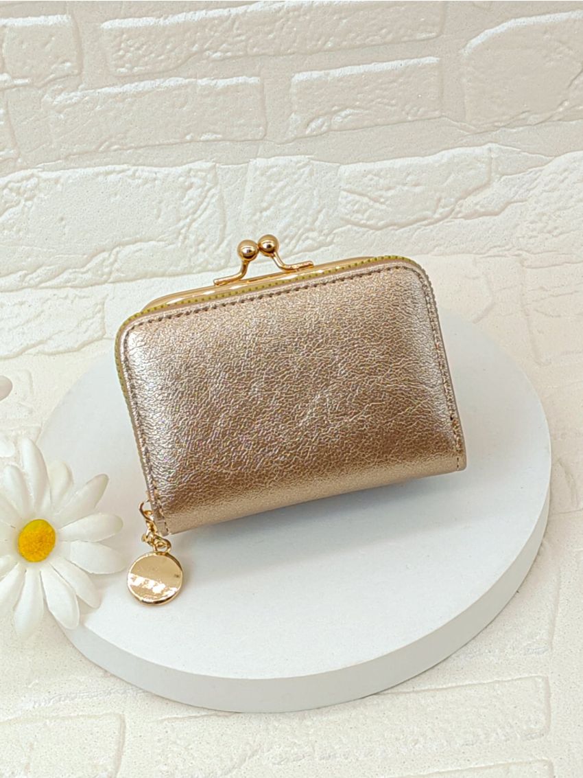 Metallic Multiple Card Slot With Kiss Lock Coin Purse Multi-Card Card Organizer for Storage Credit Cards