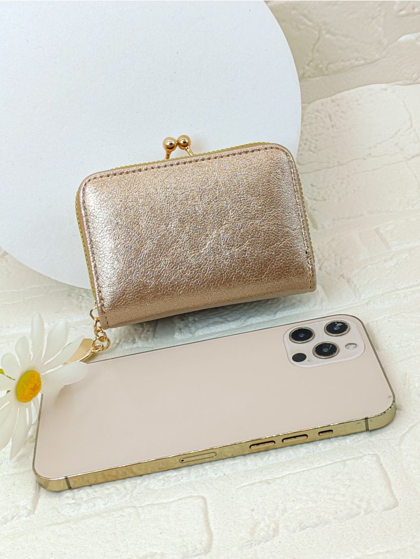 Metallic Multiple Card Slot With Kiss Lock Coin Purse Multi-Card Card Organizer for Storage Credit Cards