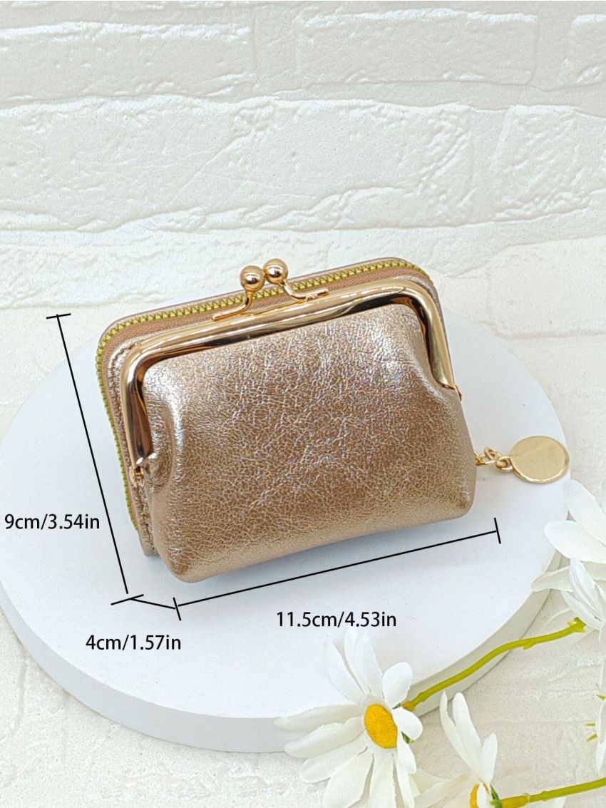 Metallic Multiple Card Slot With Kiss Lock Coin Purse Multi-Card Card Organizer for Storage Credit Cards