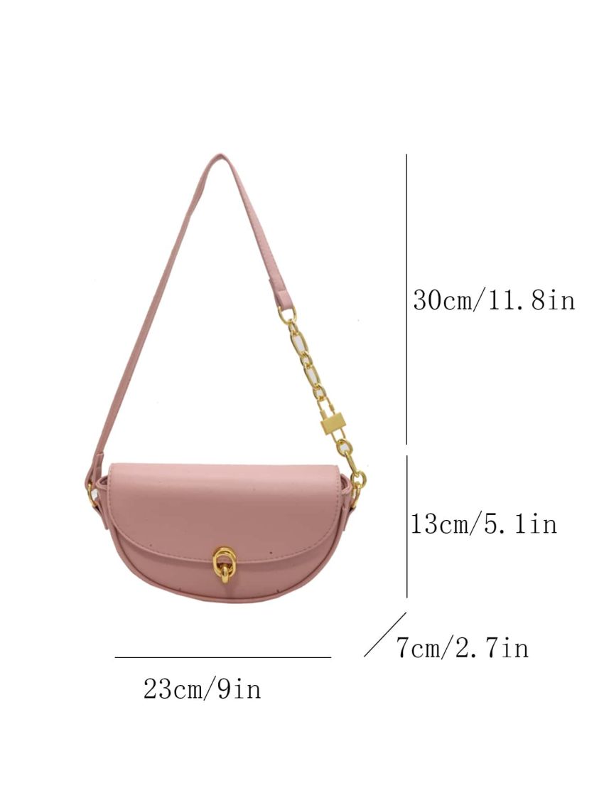 Small Saddle Bag Metal Decor Solid Pink