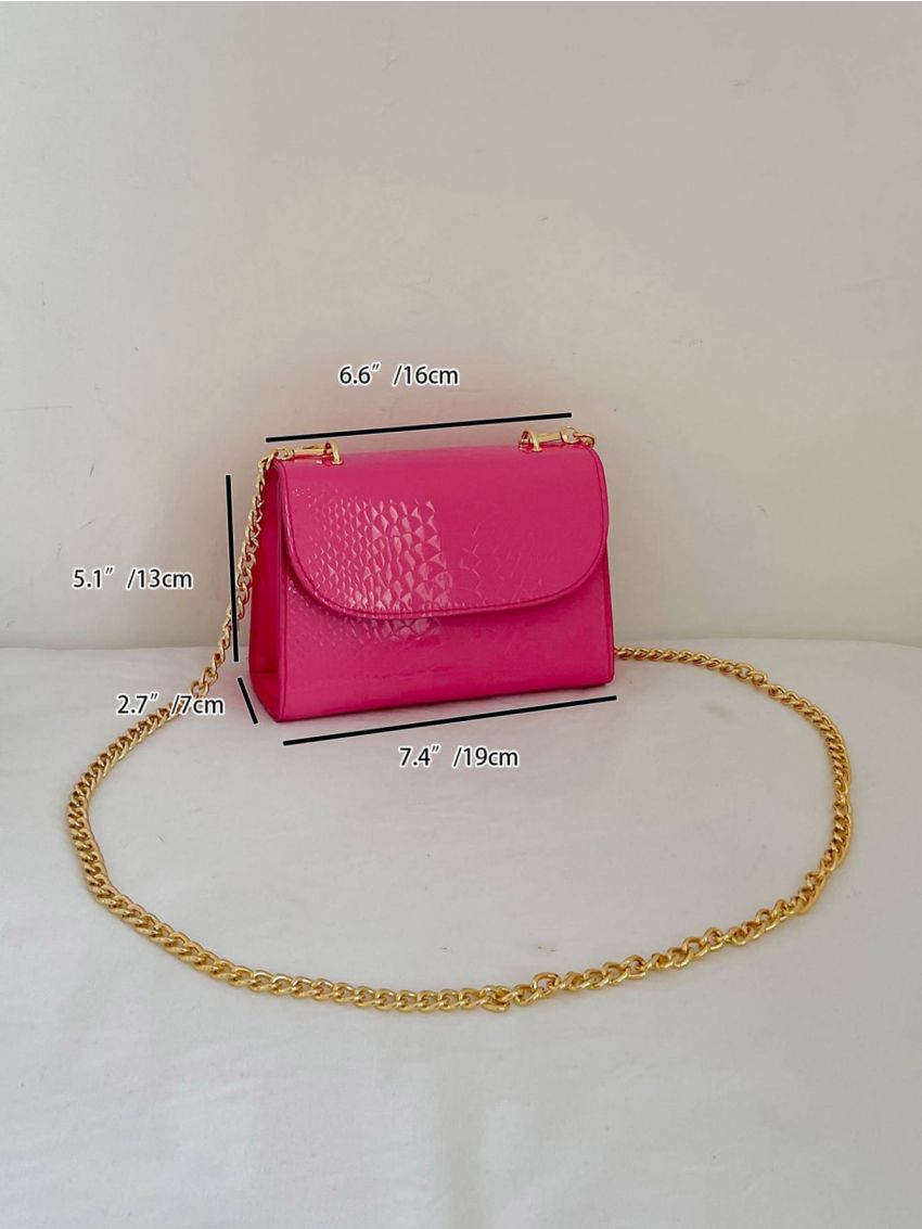 Mini Crocodile Embossed Square Bag Chain Strap