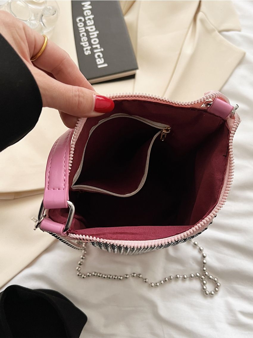 Mini Studded Decor Chain Strap Top Handle Fashion Style
